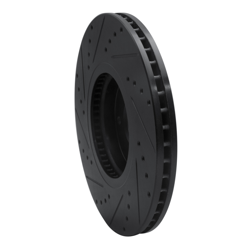 Hyundai Veracruz Brake Rotor (1) - Front Right - R1 Concepts - Drilled & Slotted - Black - `07-`12